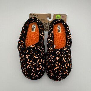 Dluxe Kids Black Orange Glow-in-the-Dark Pumpkin Slide Slippers, Size 4/5 NEW
